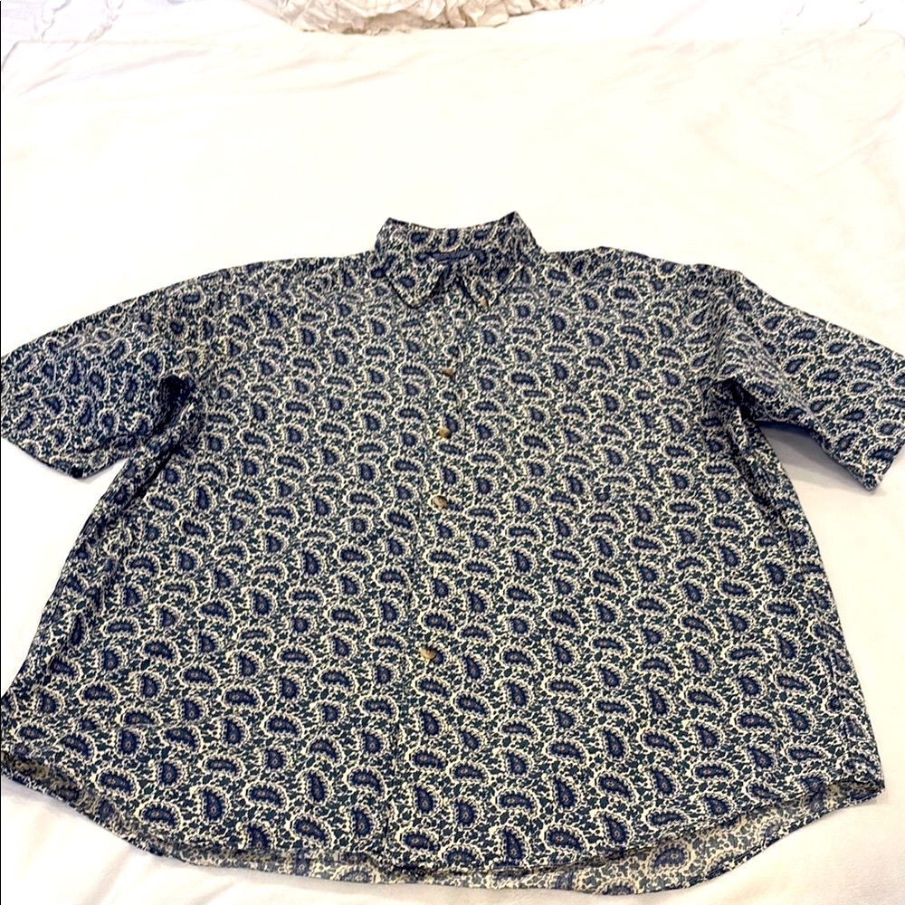 Nautica Men's half sleeve Blue and green  Patterned Shirt